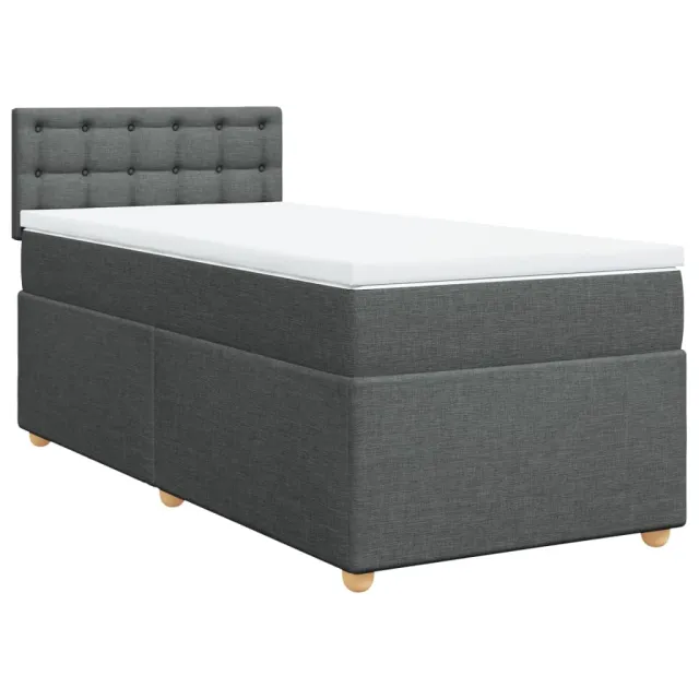 Sommier à lattes de lit avec matelas gris foncé 90x190 cm simple tissu