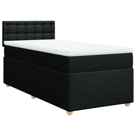 Sommier à lattes de lit avec matelas noir 90x190 cm simple tissu 2
