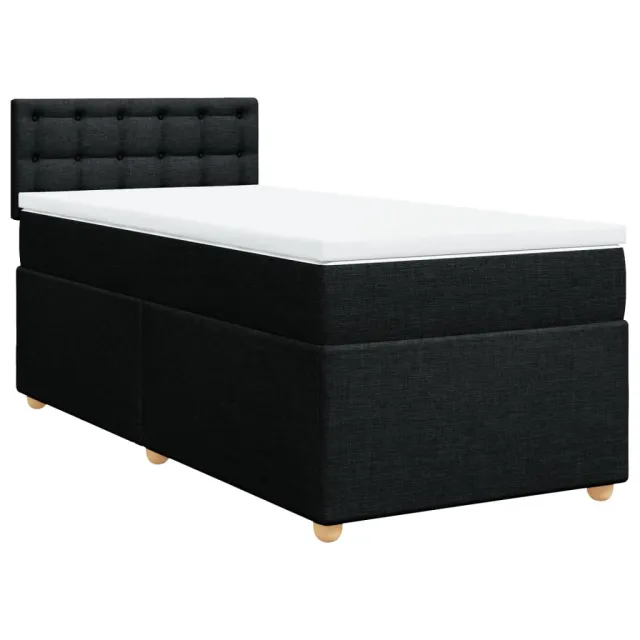 Sommier à lattes de lit avec matelas noir 90x190 cm simple tissu