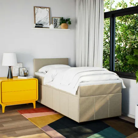 Sommier à lattes de lit avec matelas Crème 80x200 cm Tissu