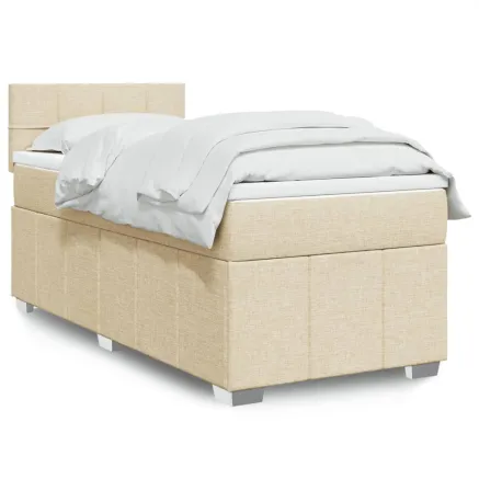 Sommier à lattes de lit avec matelas Crème 80x200 cm Tissu