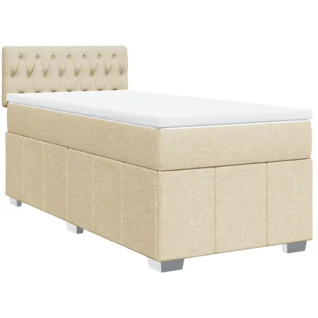 Sommier à lattes de lit avec matelas Crème 80x200 cm Tissu