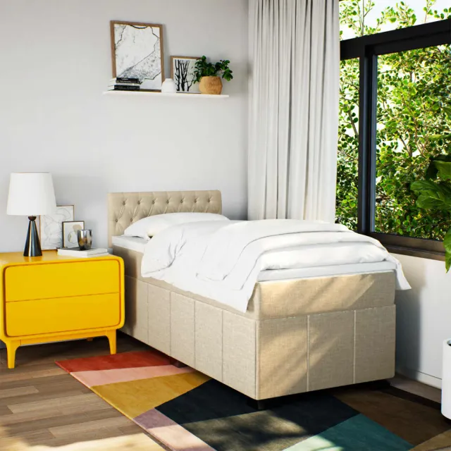 Sommier à lattes de lit avec matelas Crème 80x200 cm Tissu