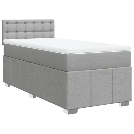 Sommier à lattes de lit avec matelas gris clair 80x200 cm tissu 2