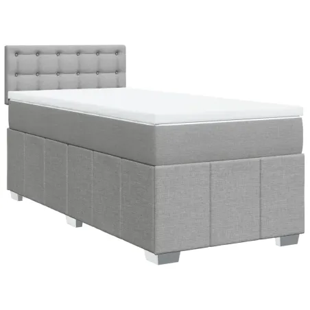 Sommier à lattes de lit avec matelas gris clair 80x200 cm tissu