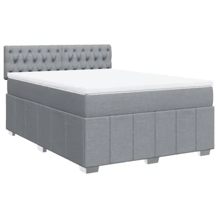 Sommier à lattes de lit avec matelas Gris clair 140x200cm Tissu 2
