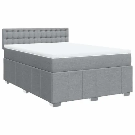 Sommier à lattes de lit avec matelas Gris clair 140x200cm Tissu 2