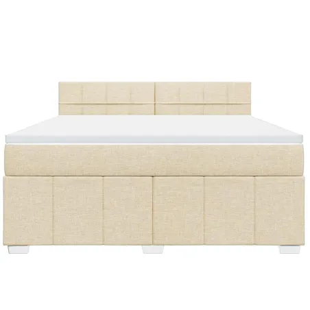 Sommier à lattes de lit avec matelas Crème 180x200 cm Tissu
