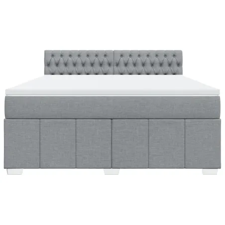Sommier à lattes de lit avec matelas Gris clair 180x200cm Tissu