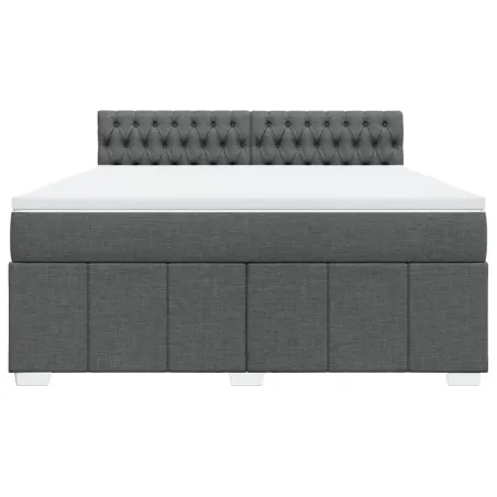Sommier à lattes de lit avec matelas Gris foncé 180x200cm Tissu