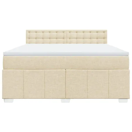 Sommier à lattes de lit avec matelas Crème 180x200 cm Tissu