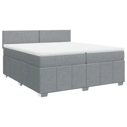 Sommier à lattes de lit avec matelas Gris clair 200x200cm Tissu 2