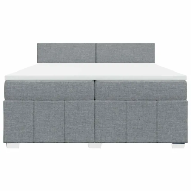 Sommier à lattes de lit avec matelas Gris clair 200x200cm Tissu
