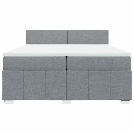 Sommier à lattes de lit avec matelas Gris clair 200x200cm Tissu
