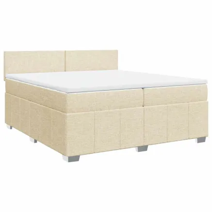 Sommier à lattes de lit avec matelas Crème 200x200 cm Tissu 2