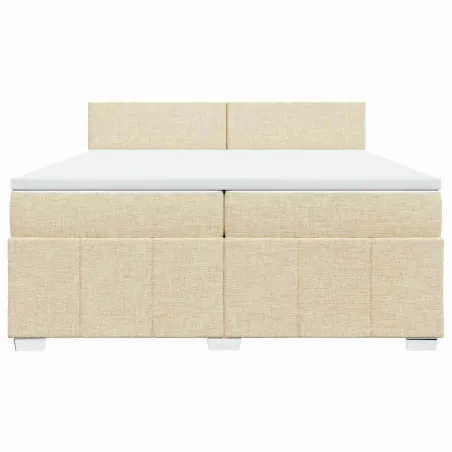 Sommier à lattes de lit avec matelas Crème 200x200 cm Tissu