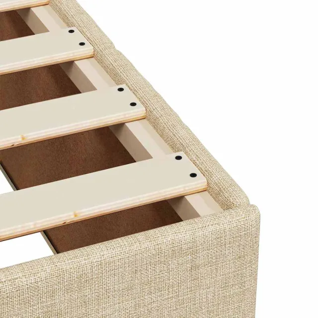 Sommier à lattes de lit avec matelas Crème 200x200 cm Tissu