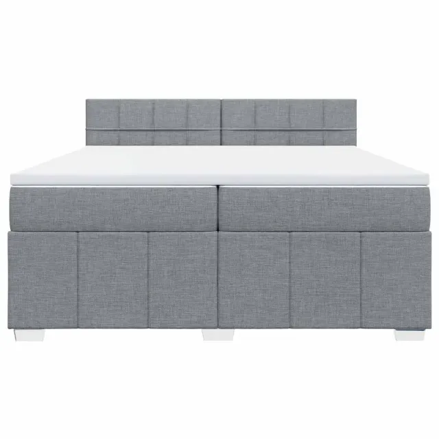 Sommier à lattes de lit avec matelas Gris clair 200x200cm Tissu