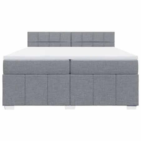 Sommier à lattes de lit avec matelas Gris clair 200x200cm Tissu