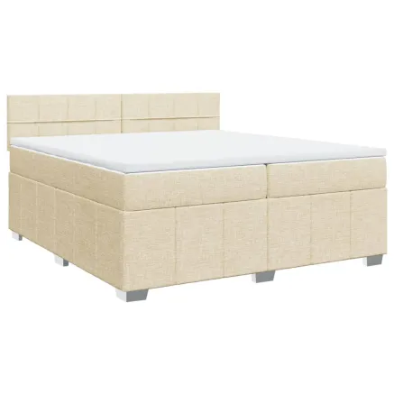 Sommier à lattes de lit avec matelas Crème 200x200 cm Tissu 2