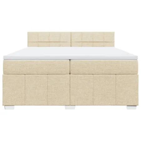 Sommier à lattes de lit avec matelas Crème 200x200 cm Tissu