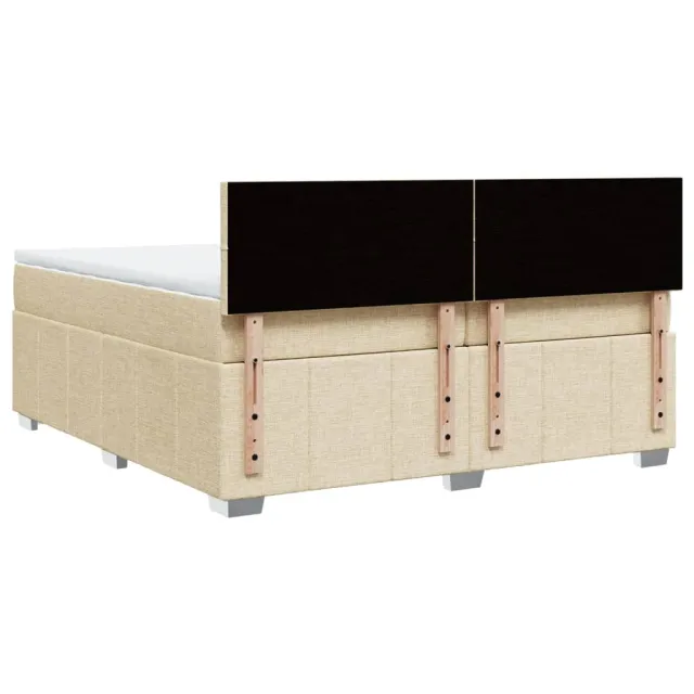 Sommier à lattes de lit avec matelas Crème 200x200 cm Tissu