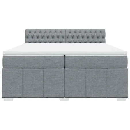 Sommier à lattes de lit avec matelas Gris clair 200x200cm Tissu