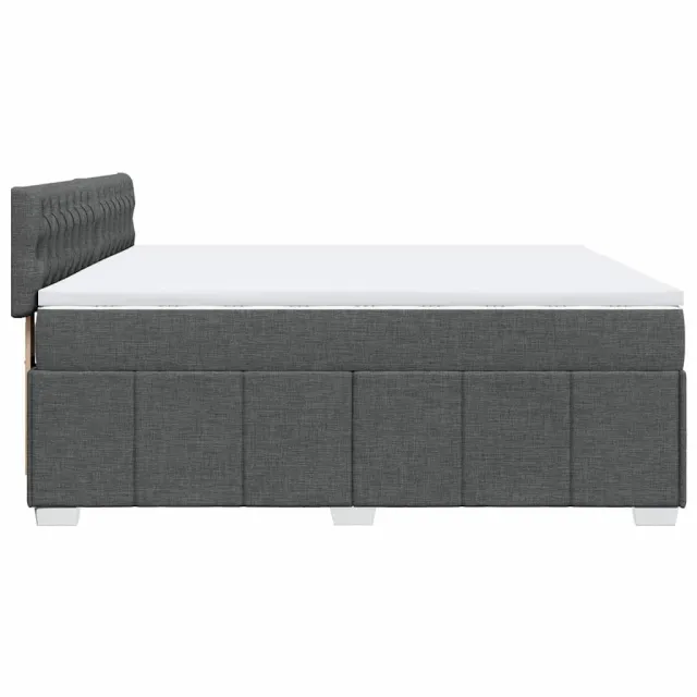Sommier à lattes de lit avec matelas Gris foncé 200x200cm Tissu