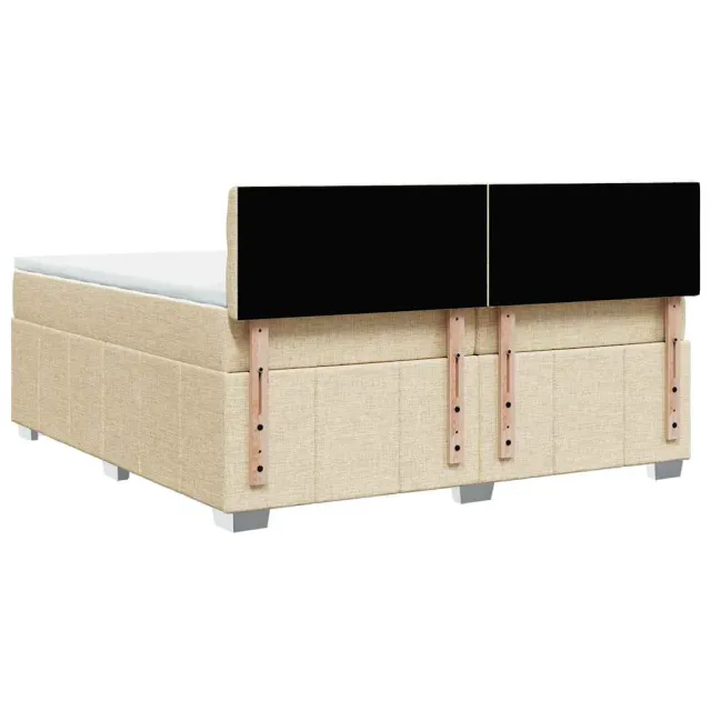 Sommier à lattes de lit avec matelas Crème 200x200 cm Tissu