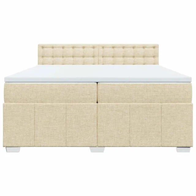 Sommier à lattes de lit avec matelas Crème 200x200 cm Tissu