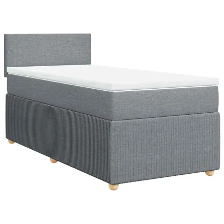 Sommier à lattes de lit avec matelas gris clair 80x200 cm tissu 2