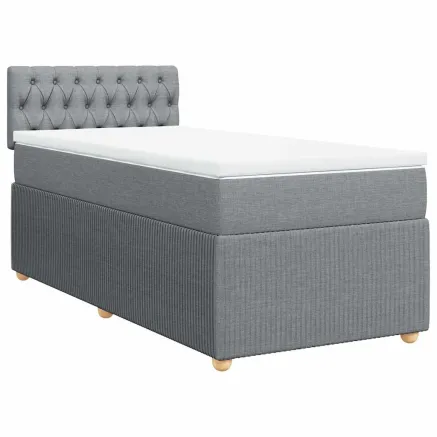 Sommier à lattes de lit avec matelas gris clair 80x200 cm tissu 2