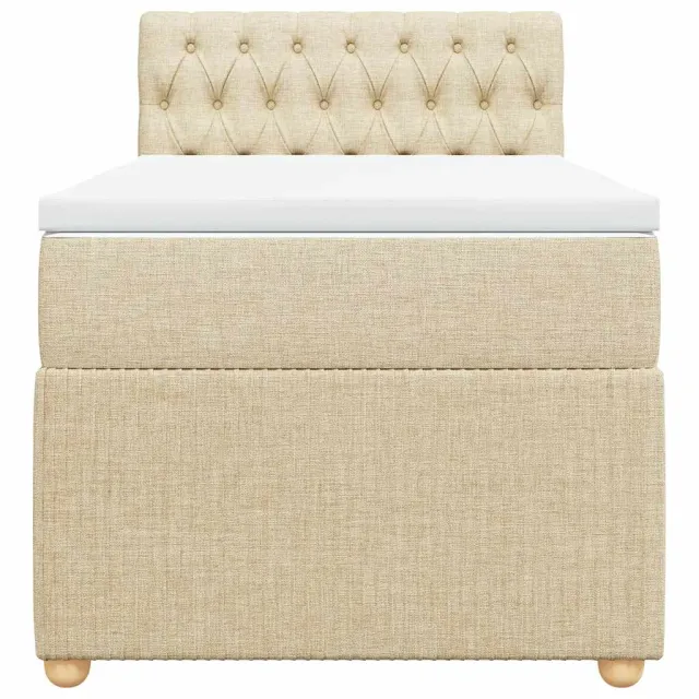 Sommier à lattes de lit avec matelas Crème 80x200 cm Tissu
