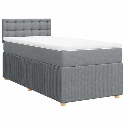 Sommier à lattes de lit avec matelas gris clair 80x200 cm tissu 2