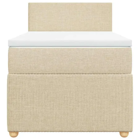 Sommier à lattes de lit et matelas Crème 90x190 cm Tissu