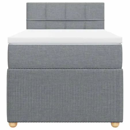 Sommier à lattes de lit et matelas Gris clair 90x190 cm Tissu