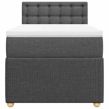 Sommier à lattes de lit et matelas Gris foncé 90x190 cm Tissu