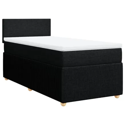 Sommier à lattes de lit avec matelas Noir 90x200 cm Tissu 2