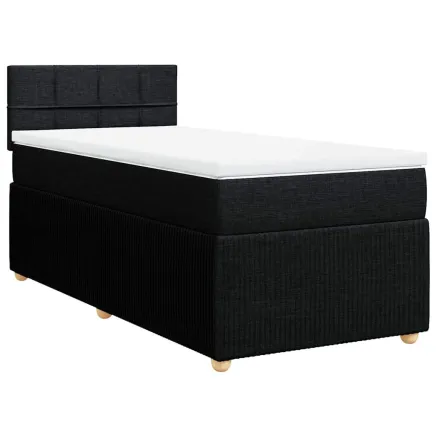 Sommier à lattes de lit avec matelas Noir 90x200 cm Tissu 2
