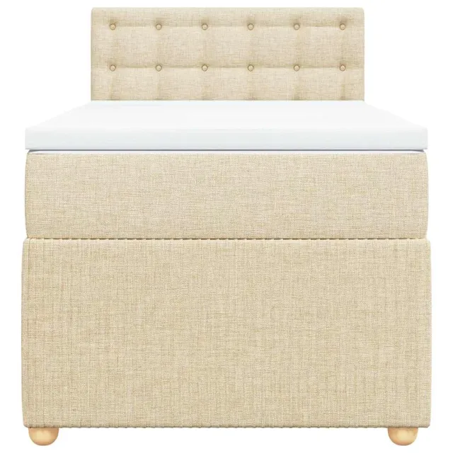 Sommier à lattes de lit avec matelas Crème 90x200 cm Tissu