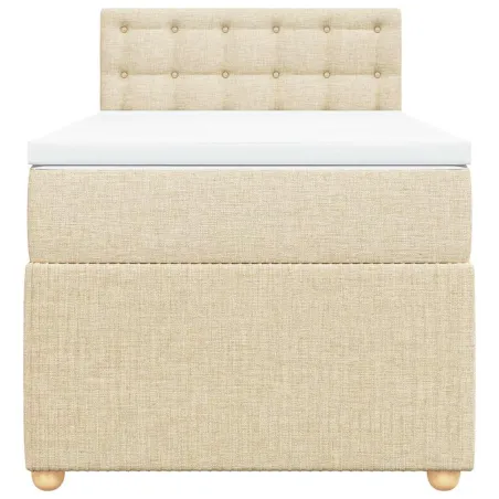 Sommier à lattes de lit avec matelas Crème 90x200 cm Tissu