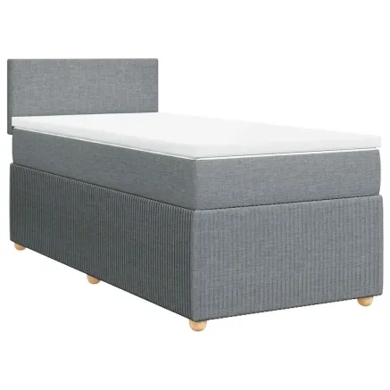 Sommier à lattes de lit avec matelas Gris clair 100x200cm Tissu 2