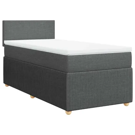 Sommier à lattes de lit avec matelas Gris foncé 100x200cm Tissu 2