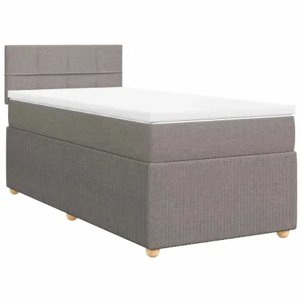 Sommier à lattes de lit avec matelas Taupe 100x200 cm Tissu 2