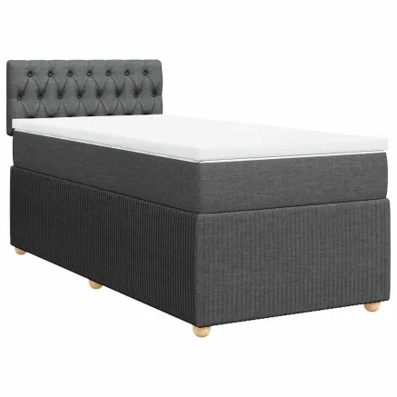 Sommier à lattes de lit avec matelas Gris foncé 100x200cm Tissu 2