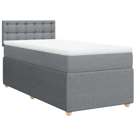 Sommier à lattes de lit avec matelas Gris clair 100x200cm Tissu 2