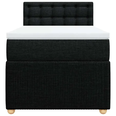 Sommier à lattes de lit avec matelas Noir 100x200 cm Tissu