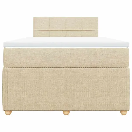Sommier à lattes de lit avec matelas crème 120x190 cm tissu