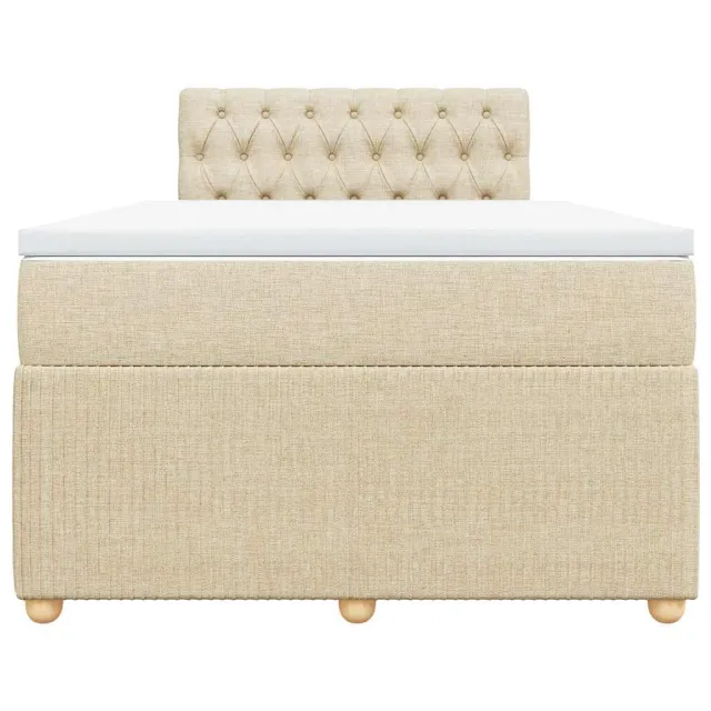 Sommier à lattes de lit avec matelas crème 120x190 cm tissu