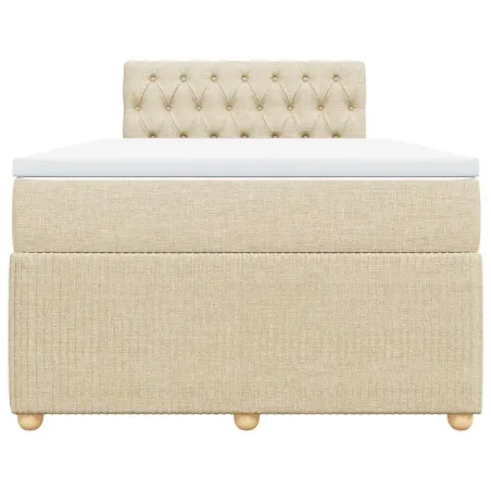 Sommier à lattes de lit avec matelas crème 120x190 cm tissu